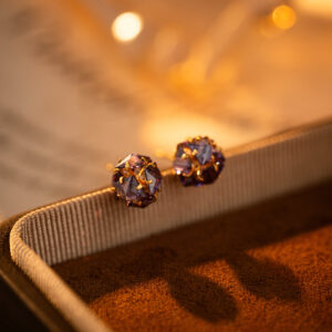 purple zircon hydrangea stud earrings – elegant minimalist women’s jewelry