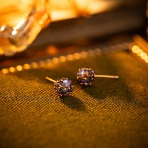 purple zircon hydrangea stud earrings – elegant minimalist women’s jewelry