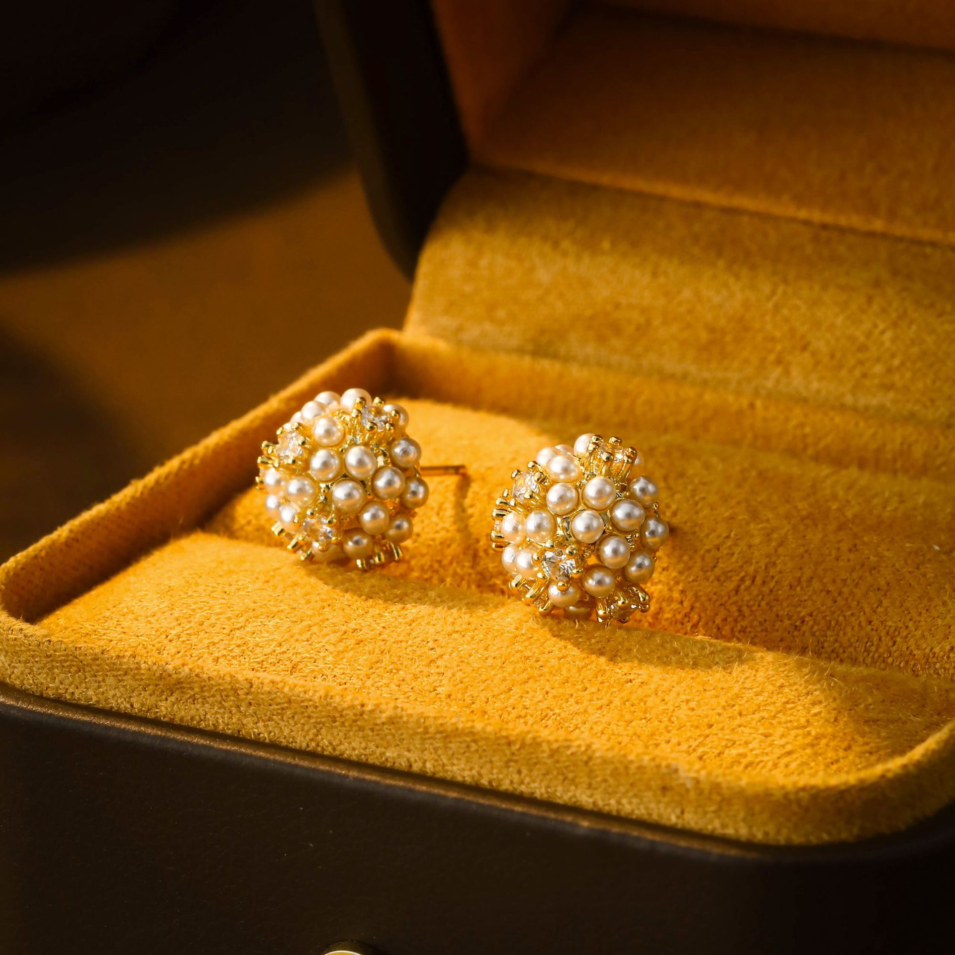 micro pavé pearl ball stud earrings – elegant minimalist jewelry