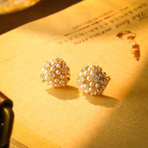 micro pavé pearl ball stud earrings – elegant minimalist jewelry