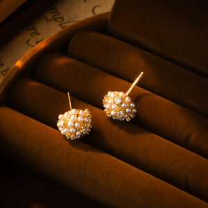 micro pavé pearl ball stud earrings – elegant minimalist jewelry