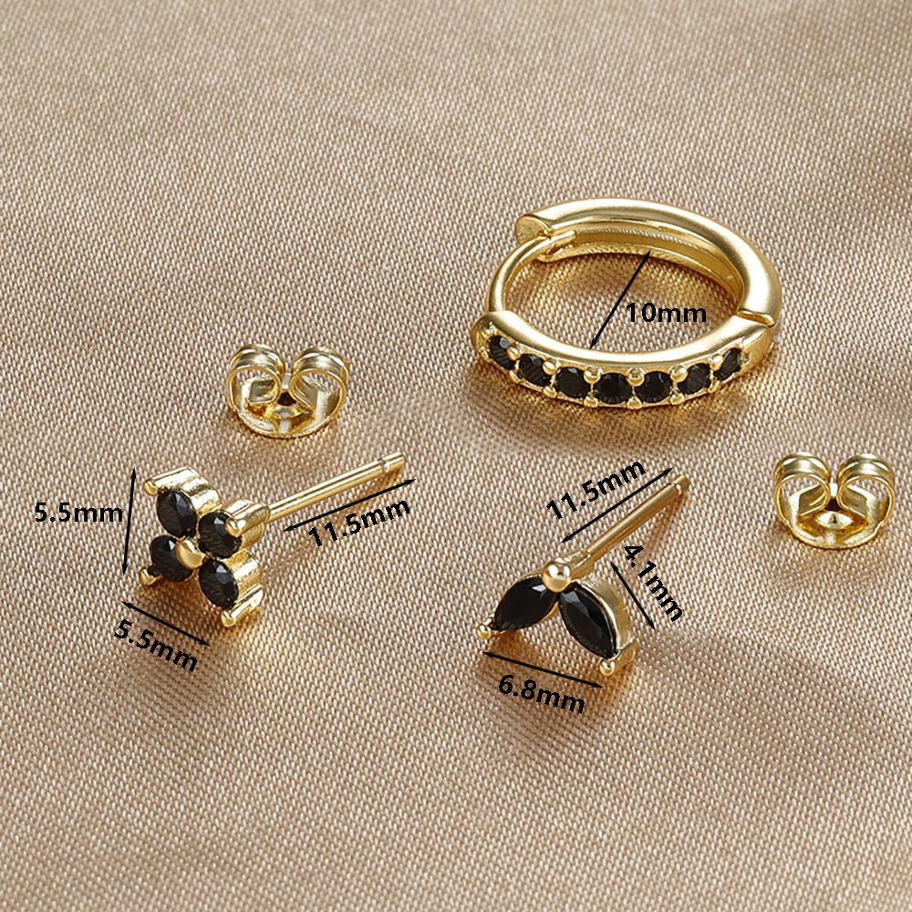 pavé crystal hoop & petal stud earrings – minimalist jewelry set