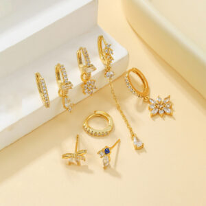 floral zircon tassel drop earring set