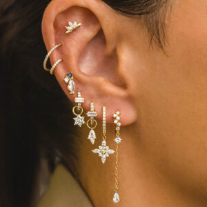 floral zircon tassel drop earring set