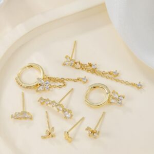butterfly tassel chain zircon earring set