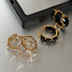 luxury gold zircon hoop earrings – sparkling pavé design, new in light luxury jewelry