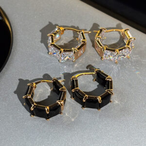 luxury gold zircon hoop earrings – sparkling pavé design, new in light luxury jewelry