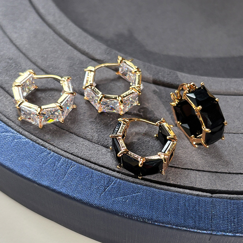 luxury gold zircon hoop earrings – sparkling pavé design, new in light luxury jewelry