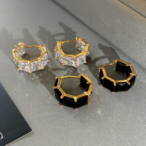 luxury gold zircon hoop earrings – sparkling pavé design, new in light luxury jewelry