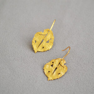 vintage matte gold leaf earrings – minimalist textured fashion jewelry for women