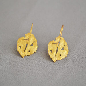 vintage matte gold leaf earrings – minimalist textured fashion jewelry for women