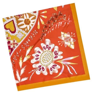 51" horse & floral print silk scarf large luxury square shawl