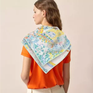 35" artistic horse print silk scarf square sunscreen shawl