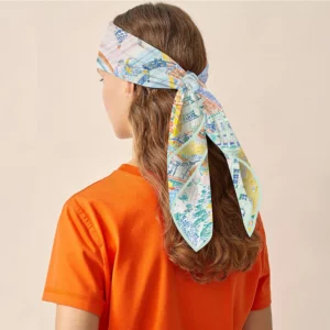 35" artistic horse print silk scarf square sunscreen shawl