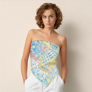 35" artistic horse print silk scarf square sunscreen shawl