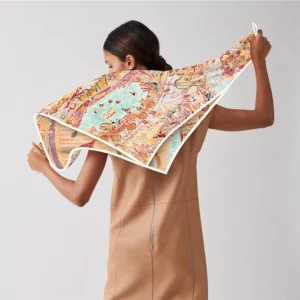35" artistic horse print silk scarf square sunscreen shawl