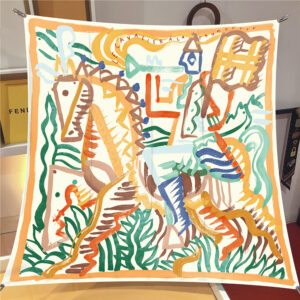 artistic horse graffiti shawl 35" autumn hand painted twill square scarf