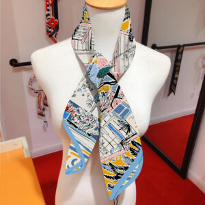artistic hand painted square scarf 35" french style twill scarf for beach & sun protection