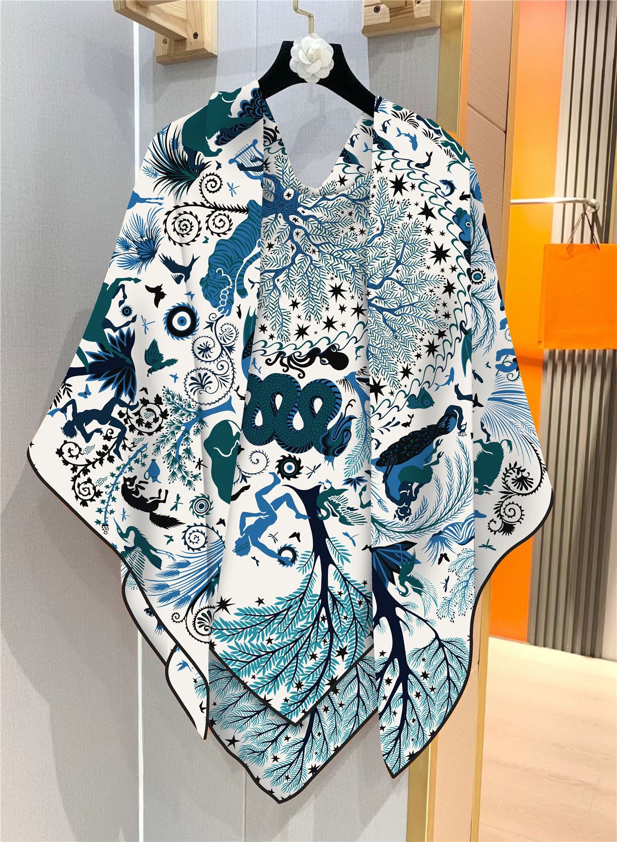 french jungle animal oversized scarf 51" luxury retro lion & horse print shawl for women