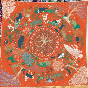 french jungle animal oversized scarf 51" luxury retro lion & horse print shawl for women