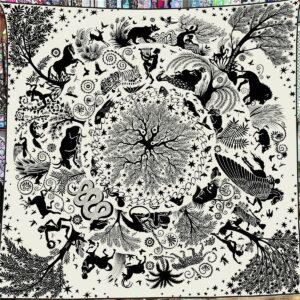 french jungle animal oversized scarf 51" luxury retro lion & horse print shawl for women