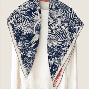 french reversible botanical scarf 35 inch square shawl