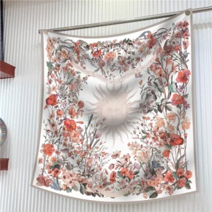 sunlit rose floral square scarf 35 inch artistic wrap
