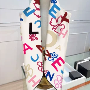 french monochrome lettering scarf 35 inch chic square shawl