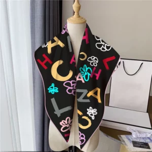 french monochrome lettering scarf 35 inch chic square shawl