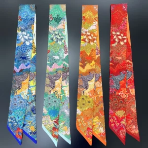 jungle equestrian silk twilly 35 inch multi purpose scarf for bag & hair