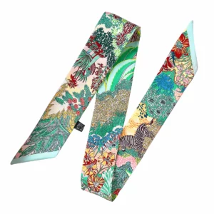 jungle equestrian silk twilly 35 inch multi purpose scarf for bag & hair