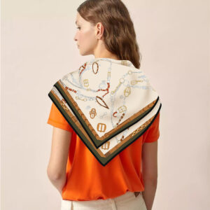 french chain & belt square scarf 35 inch chic artistic shawl