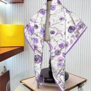 jungle violet floral square scarf 35 inch artistic silk feel wrap