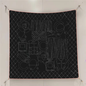 black & white hand drawn square scarf 35 inch chic artistic wrap