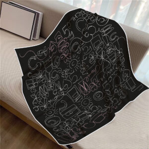 black & white hand drawn square scarf 35 inch chic artistic wrap
