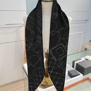 black & white hand drawn square scarf 35 inch chic artistic wrap