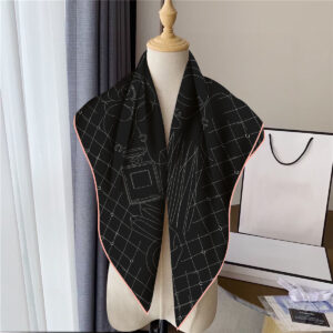 black & white hand drawn square scarf 35 inch chic artistic wrap