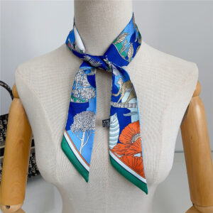 jungle animal silk twilly 35 inch multi purpose scarf for bag & hair