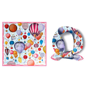 hot air balloon print scarf 21 inch chic small square neckerchief