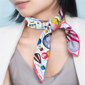 hot air balloon print scarf 21 inch chic small square neckerchief