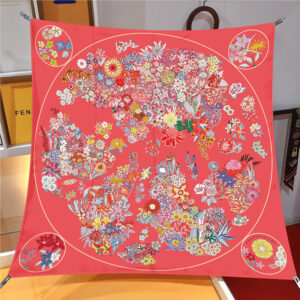 vintage floral map square scarf 35 inch chic artistic wrap