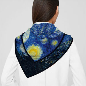 van gogh artistic square scarf 35 inch starry night & floral twill wrap