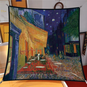 van gogh artistic square scarf 35 inch starry night & floral twill wrap