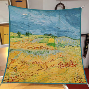 van gogh artistic square scarf 35 inch starry night & floral twill wrap